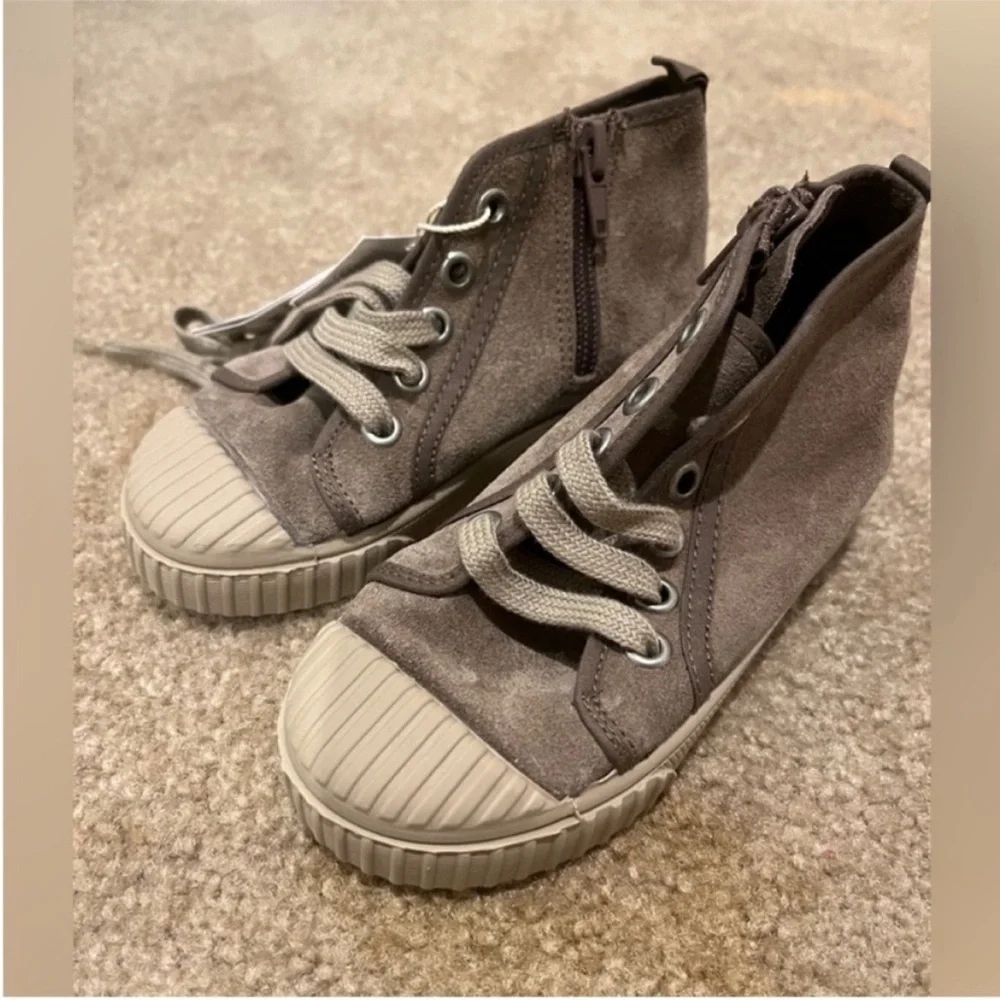 Zara Kids, Brown, LEATHER HIGH-TOPS SNEAKERS, 9½ (6.4 inches), 9.5 toddler